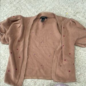 Women's Brown Sweater with Pink Accents